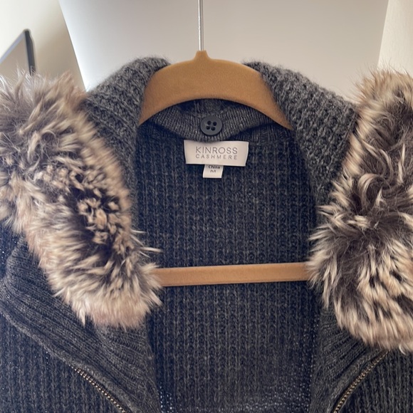 KINROSS CASHMERE HOODED DUSTER GREY - Picture 2 of 7